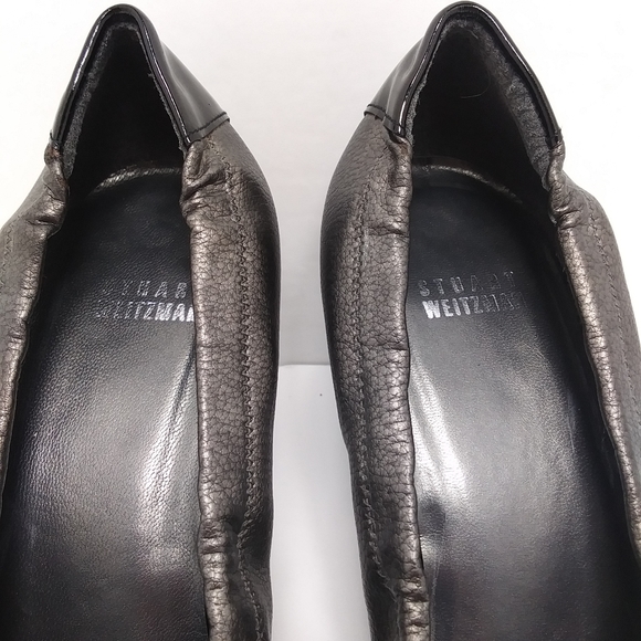STUART WEITZMAN Pewter & Black Patent Logo Rubber Sole Elastic Sides Pum… - Picture 4 of 15